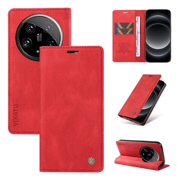 YIKATU YK-004 For Xiaomi 14 Ultra Wallet Phone Case Skin-Touch Leather Flip Cover