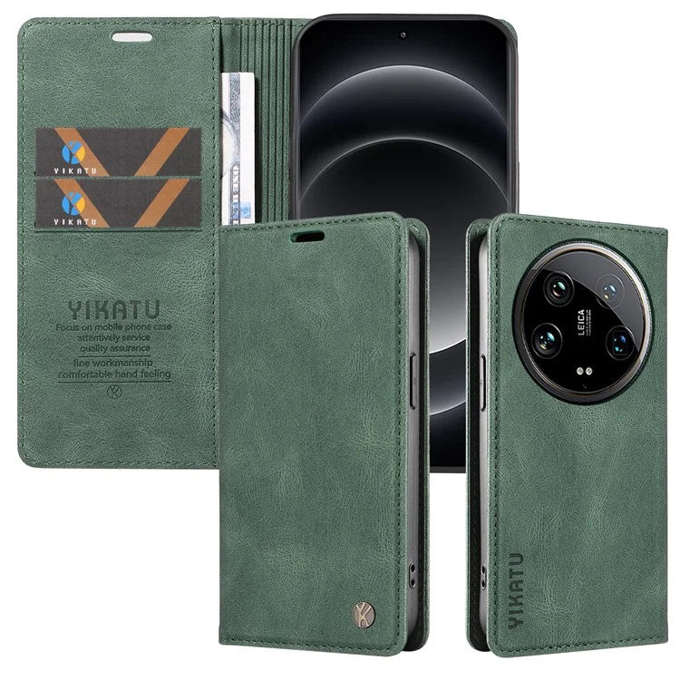 YIKATU YK-004 For Xiaomi 14 Ultra Wallet Phone Case Skin-Touch Leather Flip Cover