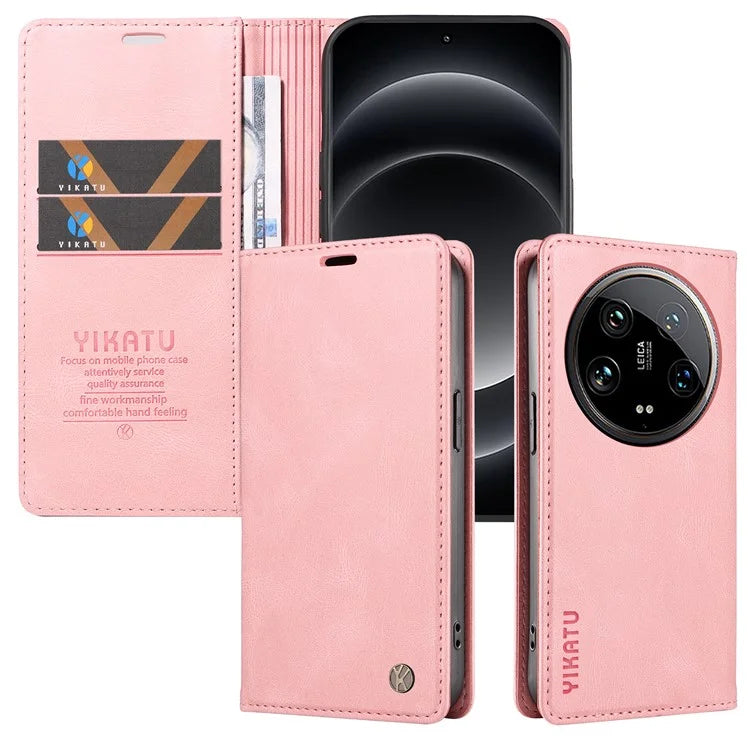YIKATU YK-004 For Xiaomi 14 Ultra Wallet Phone Case Skin-Touch Leather Flip Cover