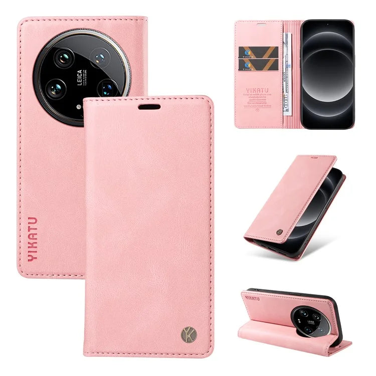 YIKATU YK-004 For Xiaomi 14 Ultra Wallet Phone Case Skin-Touch Leather Flip Cover
