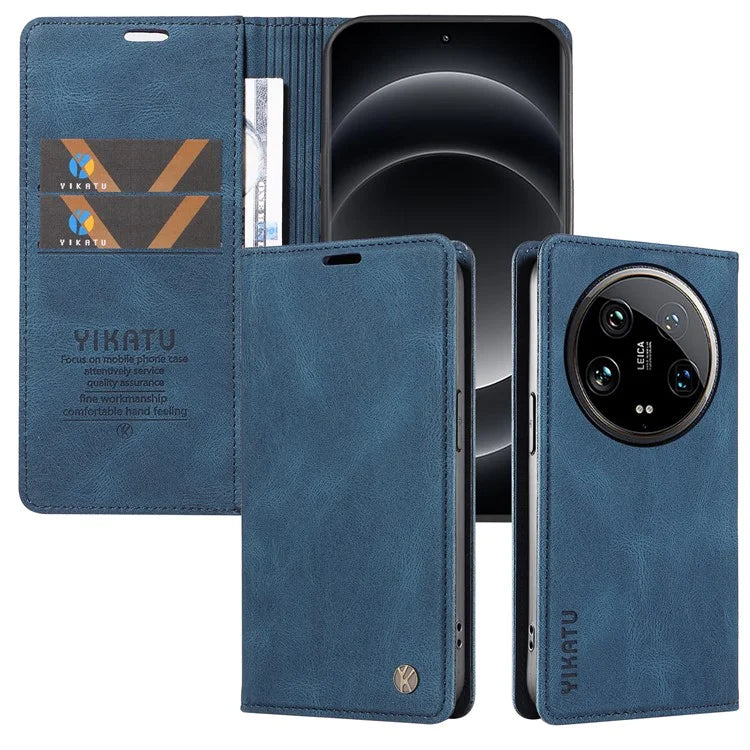 YIKATU YK-004 For Xiaomi 14 Ultra Wallet Phone Case Skin-Touch Leather Flip Cover