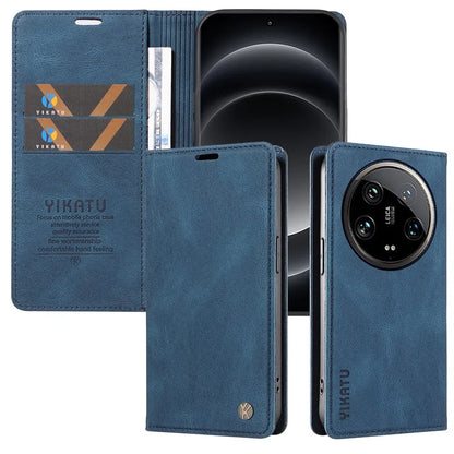 YIKATU YK-004 For Xiaomi 14 Ultra Wallet Phone Case Skin-Touch Leather Flip Cover