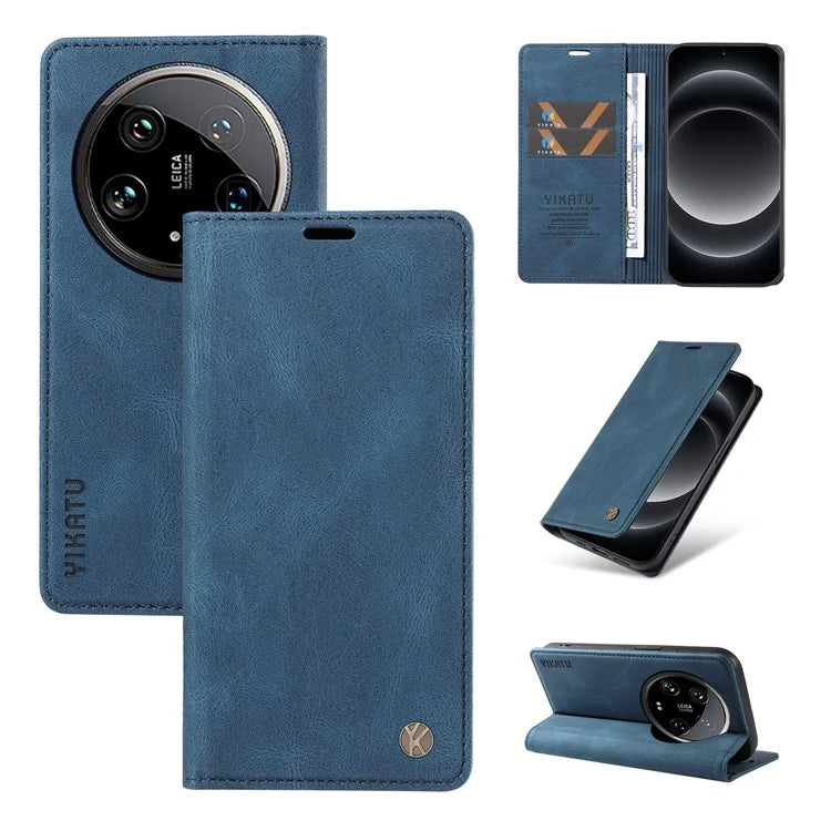 YIKATU YK-004 For Xiaomi 14 Ultra Wallet Phone Case Skin-Touch Leather Flip Cover