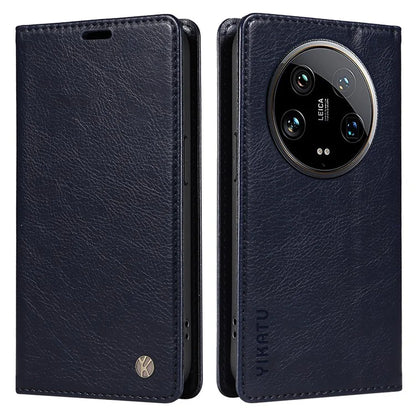 YIKATU YK-006 For Xiaomi 14 Ultra Wallet Case Magnetic Closure Leather Litchi Texture Phone Cover