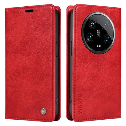 YIKATU YK-006 For Xiaomi 14 Ultra Wallet Case Magnetic Closure Leather Litchi Texture Phone Cover