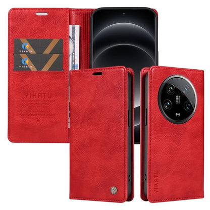 YIKATU YK-006 For Xiaomi 14 Ultra Wallet Case Magnetic Closure Leather Litchi Texture Phone Cover