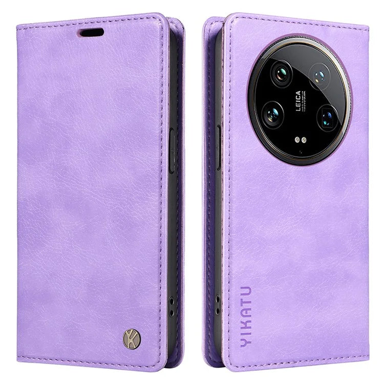 YIKATU YK-006 For Xiaomi 14 Ultra Wallet Case Magnetic Closure Leather Litchi Texture Phone Cover