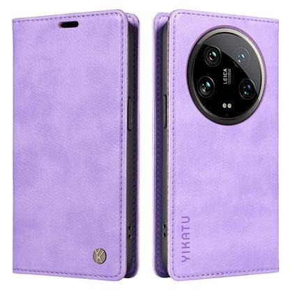YIKATU YK-006 For Xiaomi 14 Ultra Wallet Case Magnetic Closure Leather Litchi Texture Phone Cover