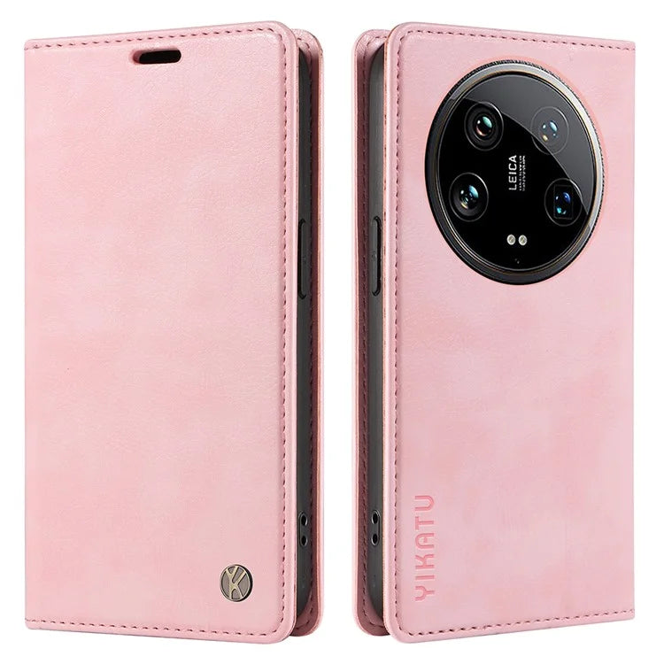 YIKATU YK-006 For Xiaomi 14 Ultra Wallet Case Magnetic Closure Leather Litchi Texture Phone Cover