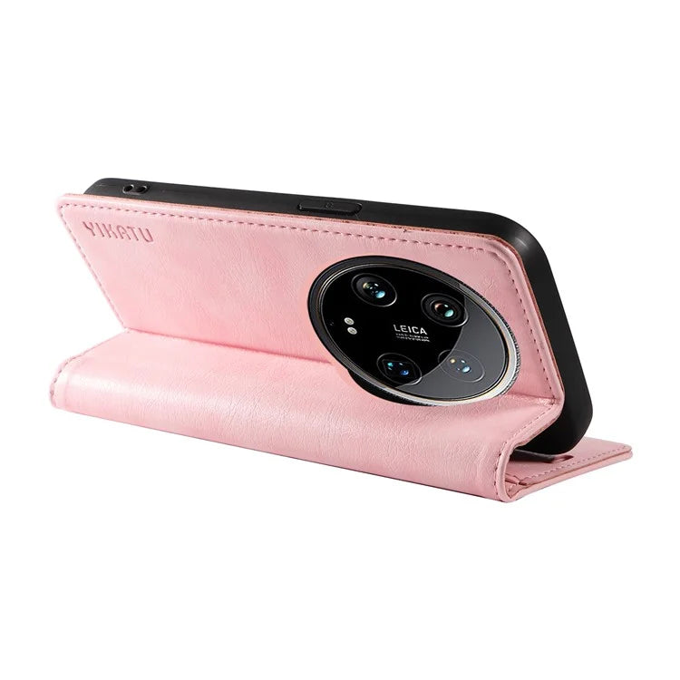 YIKATU YK-006 For Xiaomi 14 Ultra Wallet Case Magnetic Closure Leather Litchi Texture Phone Cover