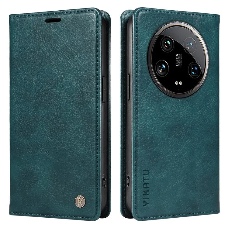 YIKATU YK-006 For Xiaomi 14 Ultra Wallet Case Magnetic Closure Leather Litchi Texture Phone Cover