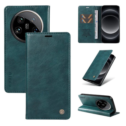 YIKATU YK-006 For Xiaomi 14 Ultra Wallet Case Magnetic Closure Leather Litchi Texture Phone Cover