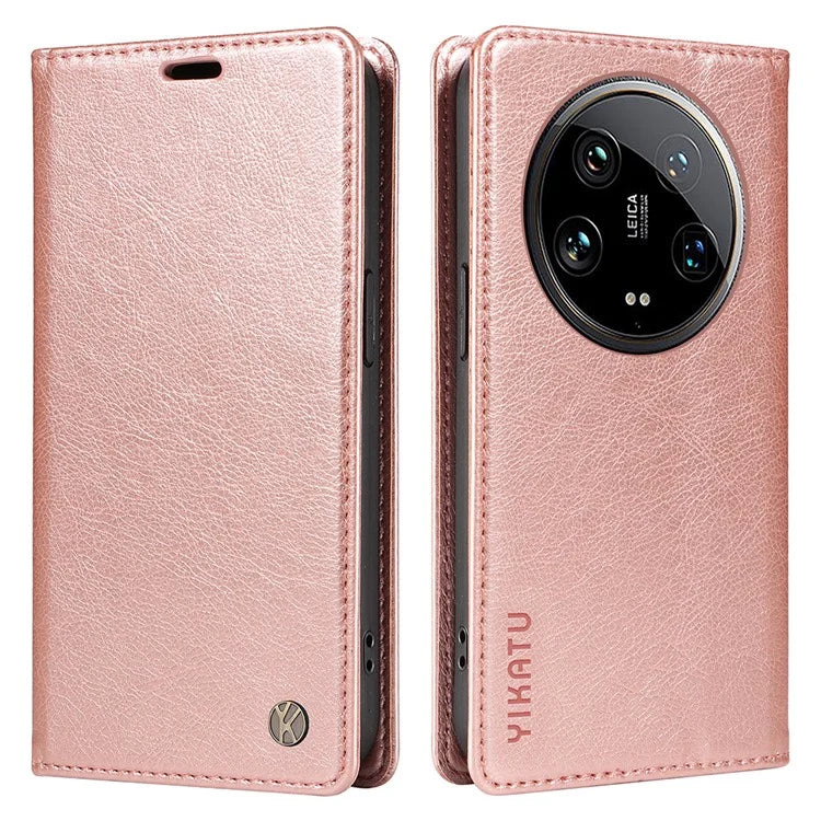 YIKATU YK-006 For Xiaomi 14 Ultra Wallet Case Magnetic Closure Leather Litchi Texture Phone Cover