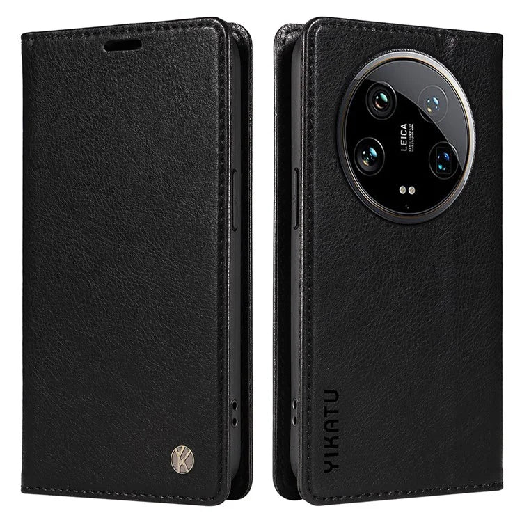 YIKATU YK-006 For Xiaomi 14 Ultra Wallet Case Magnetic Closure Leather Litchi Texture Phone Cover