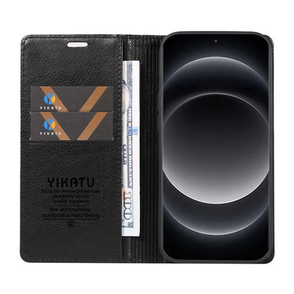 YIKATU YK-006 For Xiaomi 14 Ultra Wallet Case Magnetic Closure Leather Litchi Texture Phone Cover