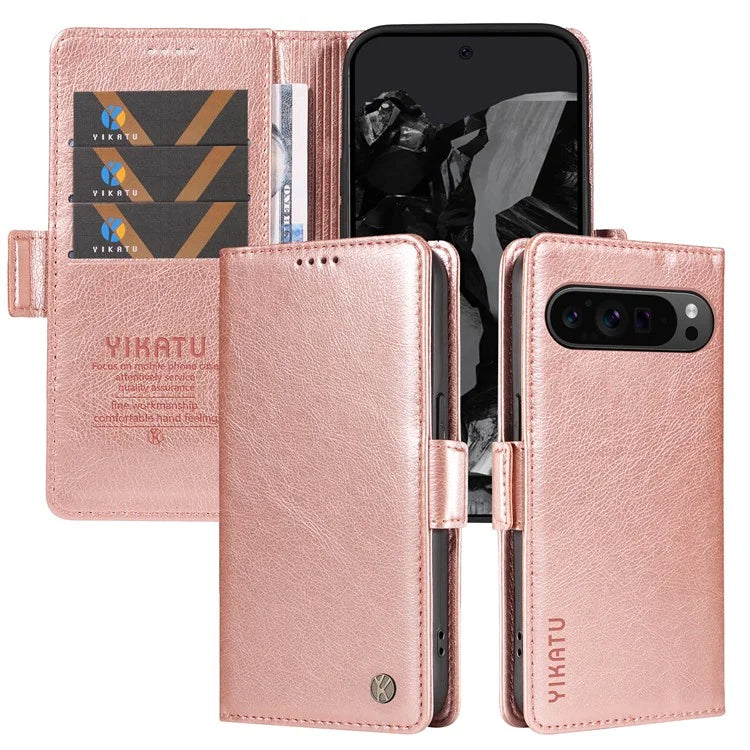 YIKATU YK-007 For Google Pixel 9 Pro Case Litchi Texture PU Leather Wallet Phone Cover