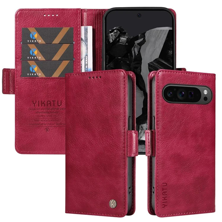 YIKATU YK-007 For Google Pixel 9 Pro Case Litchi Texture PU Leather Wallet Phone Cover
