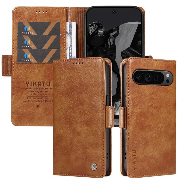 YIKATU YK-007 For Google Pixel 9 Pro Case Litchi Texture PU Leather Wallet Phone Cover