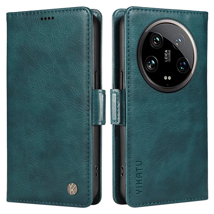 YIKATU YK-007 For Xiaomi 14 Ultra Case PU Leather Stand Folio Card Holder Phone Cover