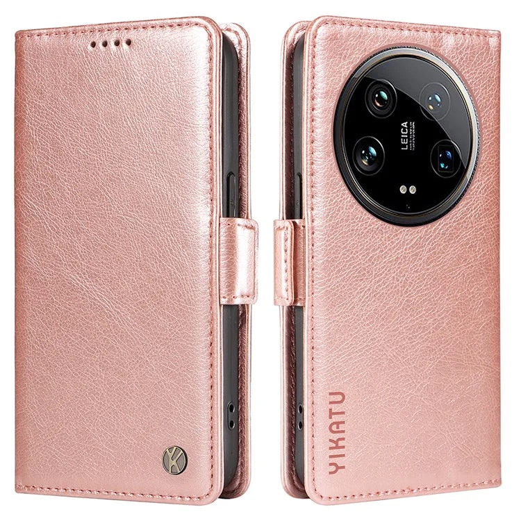 YIKATU YK-007 For Xiaomi 14 Ultra Case PU Leather Stand Folio Card Holder Phone Cover