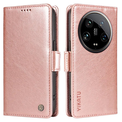 YIKATU YK-007 For Xiaomi 14 Ultra Case PU Leather Stand Folio Card Holder Phone Cover