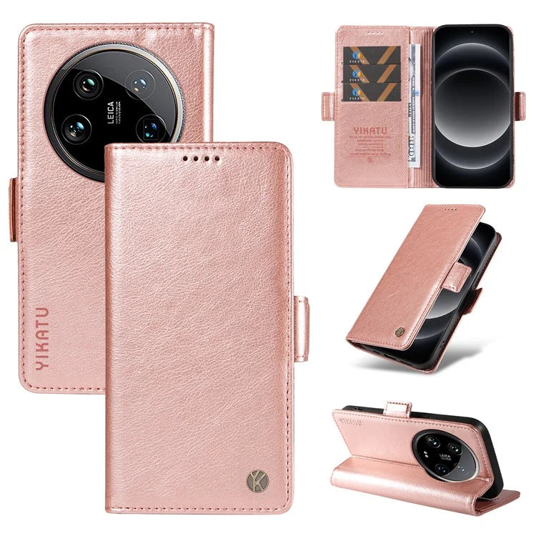 YIKATU YK-007 For Xiaomi 14 Ultra Case PU Leather Stand Folio Card Holder Phone Cover