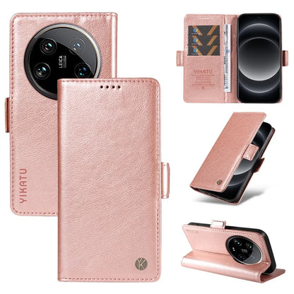 YIKATU YK-007 For Xiaomi 14 Ultra Case PU Leather Stand Folio Card Holder Phone Cover