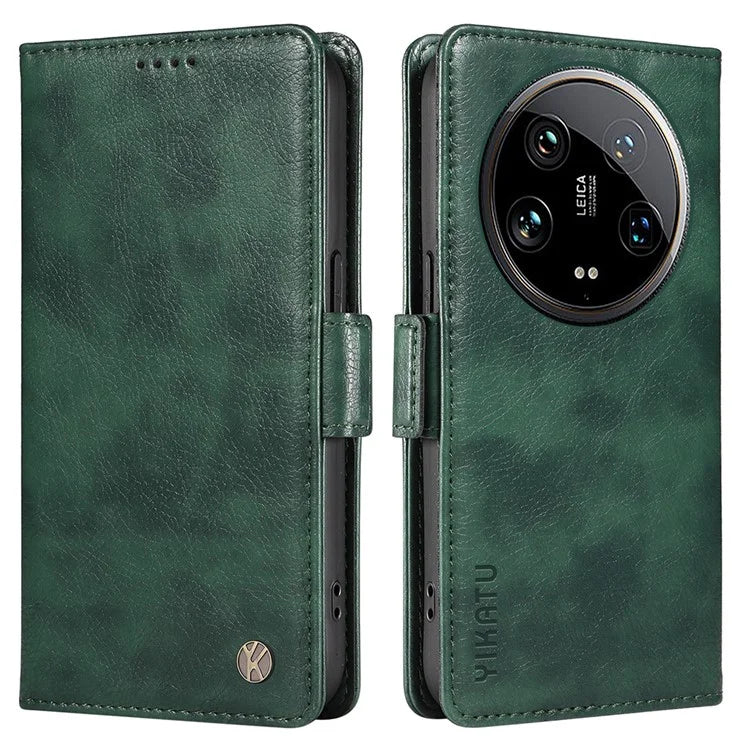 YIKATU YK-007 For Xiaomi 14 Ultra Case PU Leather Stand Folio Card Holder Phone Cover
