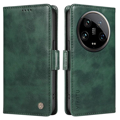 YIKATU YK-007 For Xiaomi 14 Ultra Case PU Leather Stand Folio Card Holder Phone Cover