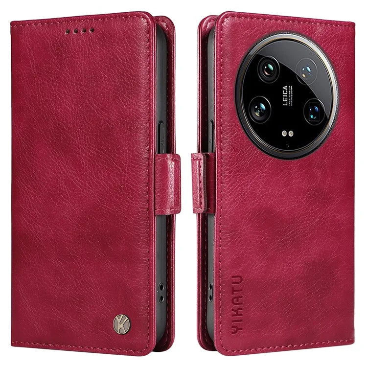 YIKATU YK-007 For Xiaomi 14 Ultra Case PU Leather Stand Folio Card Holder Phone Cover