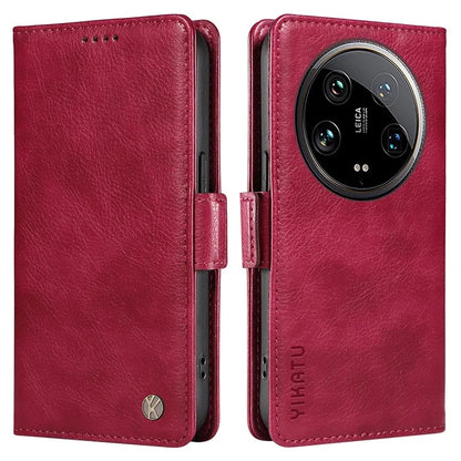 YIKATU YK-007 For Xiaomi 14 Ultra Case PU Leather Stand Folio Card Holder Phone Cover