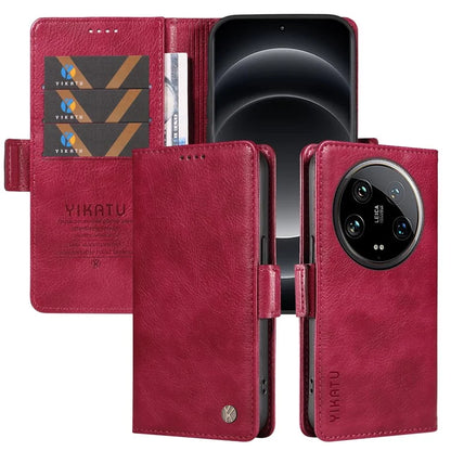 YIKATU YK-007 For Xiaomi 14 Ultra Case PU Leather Stand Folio Card Holder Phone Cover