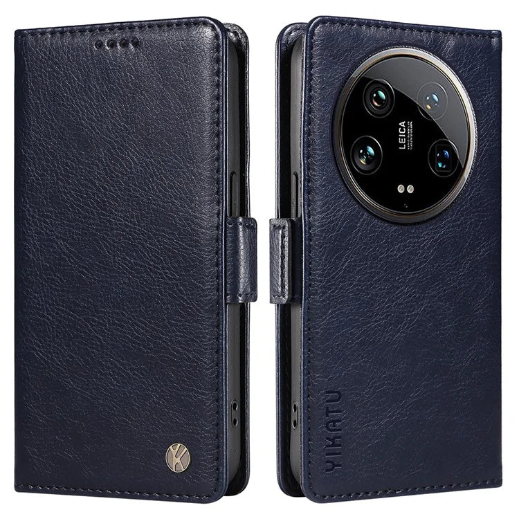 YIKATU YK-007 For Xiaomi 14 Ultra Case PU Leather Stand Folio Card Holder Phone Cover