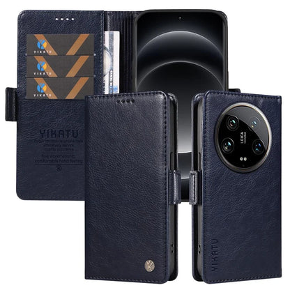 YIKATU YK-007 For Xiaomi 14 Ultra Case PU Leather Stand Folio Card Holder Phone Cover
