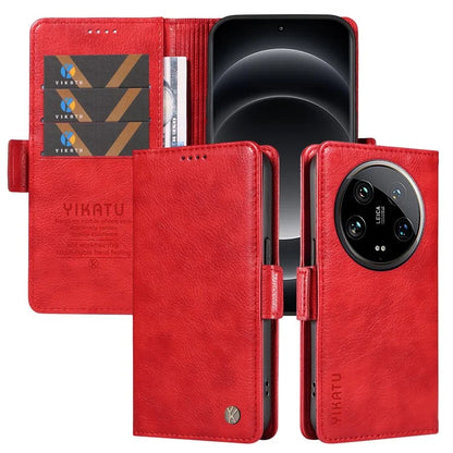 YIKATU YK-007 For Xiaomi 14 Ultra Case PU Leather Stand Folio Card Holder Phone Cover