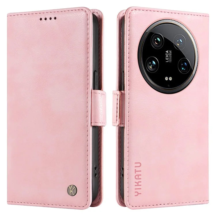 YIKATU YK-007 For Xiaomi 14 Ultra Case PU Leather Stand Folio Card Holder Phone Cover
