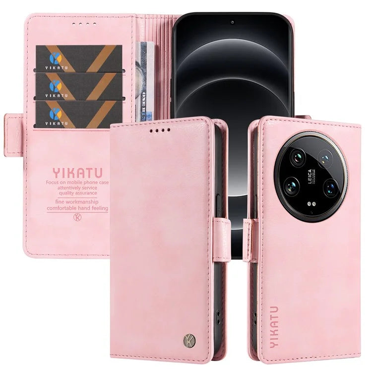 YIKATU YK-007 For Xiaomi 14 Ultra Case PU Leather Stand Folio Card Holder Phone Cover