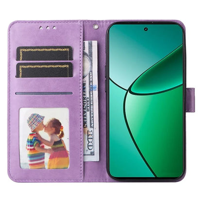 For Realme 12+ 5G Wallet Case Sunflower Imprinted Leather Flip Phone Cover