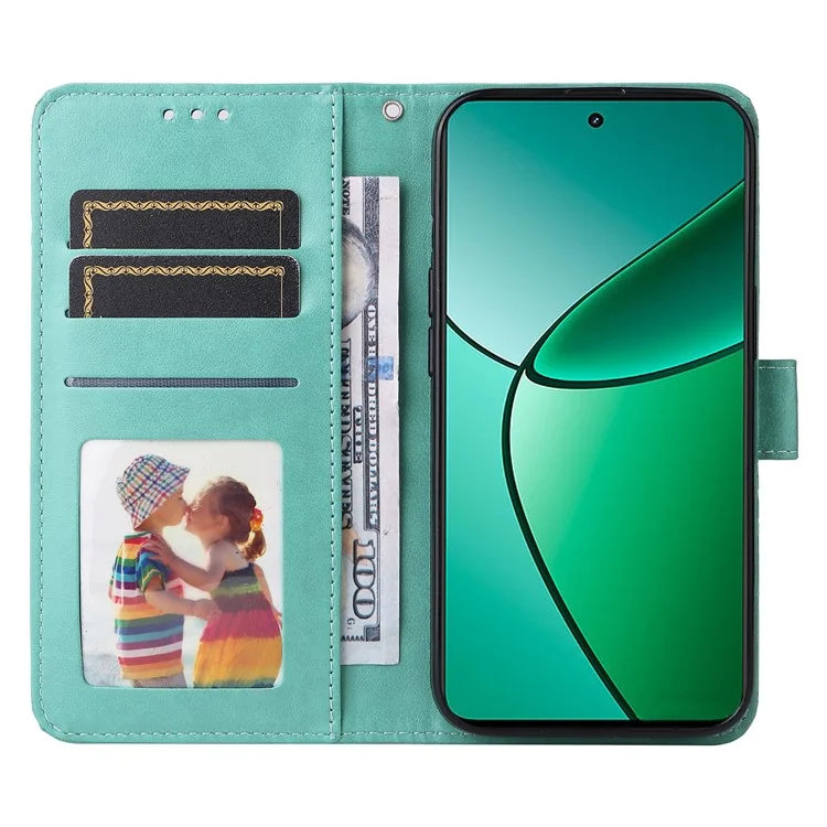 For Realme 12+ 5G Wallet Case Sunflower Imprinted Leather Flip Phone Cover