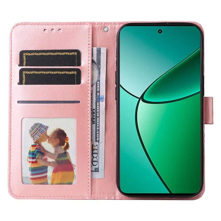 For Realme 12+ 5G Wallet Case Sunflower Imprinted Leather Flip Phone Cover