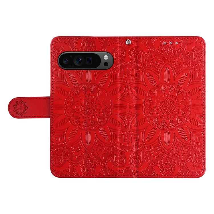 For Google Pixel 9 Pro Case Foldable Stand Imprinted Flower Phone Cover