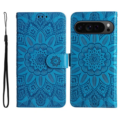For Google Pixel 9 Pro Case Foldable Stand Imprinted Flower Phone Cover
