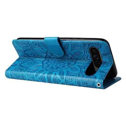 For Google Pixel 9 Pro Case Foldable Stand Imprinted Flower Phone Cover
