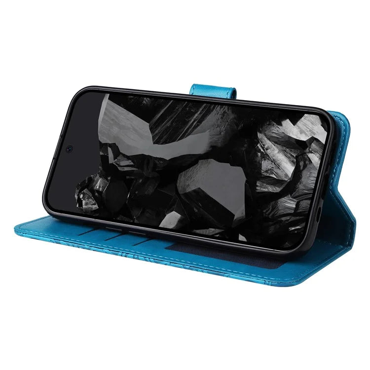 For Google Pixel 9 Pro Case Foldable Stand Imprinted Flower Phone Cover
