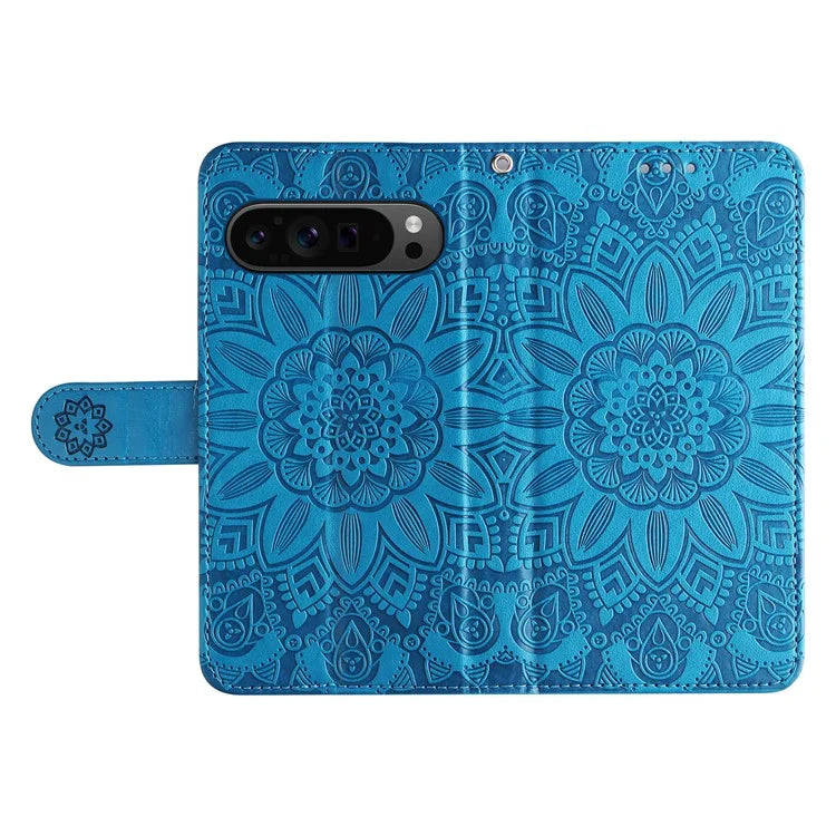 For Google Pixel 9 Pro Case Foldable Stand Imprinted Flower Phone Cover