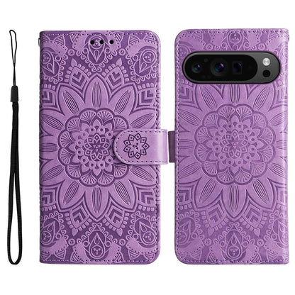 For Google Pixel 9 Pro Case Foldable Stand Imprinted Flower Phone Cover