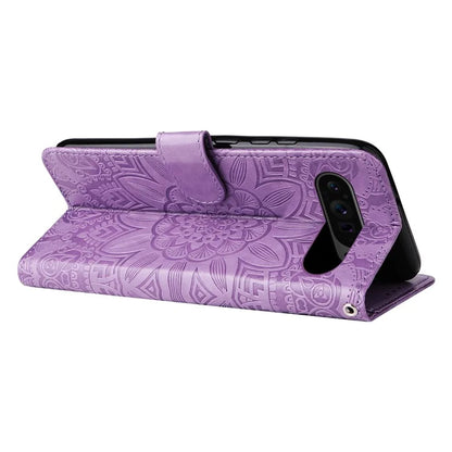 For Google Pixel 9 Pro Case Foldable Stand Imprinted Flower Phone Cover