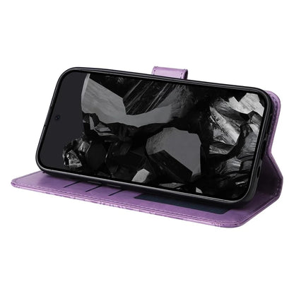 For Google Pixel 9 Pro Case Foldable Stand Imprinted Flower Phone Cover