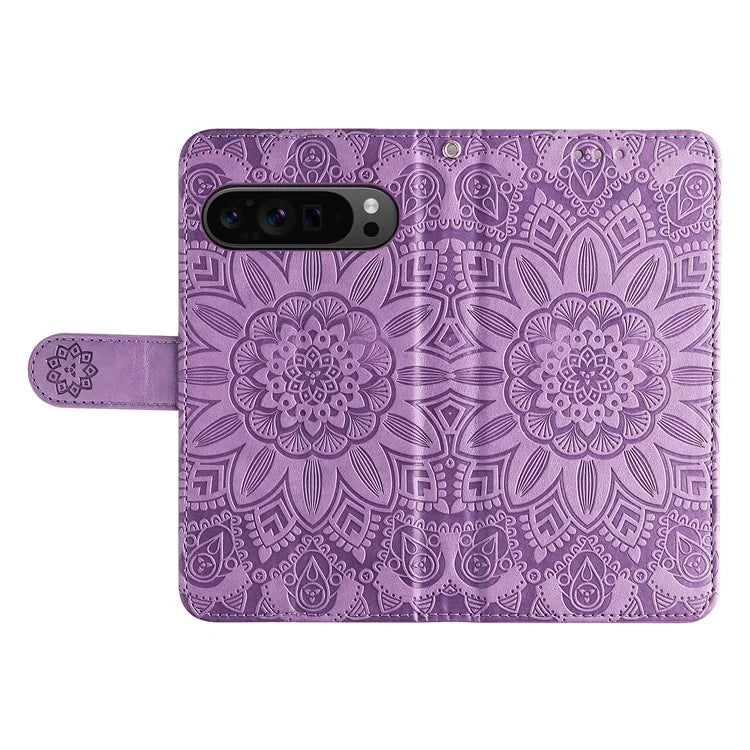 For Google Pixel 9 Pro Case Foldable Stand Imprinted Flower Phone Cover