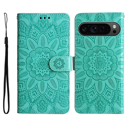 For Google Pixel 9 Pro Case Foldable Stand Imprinted Flower Phone Cover